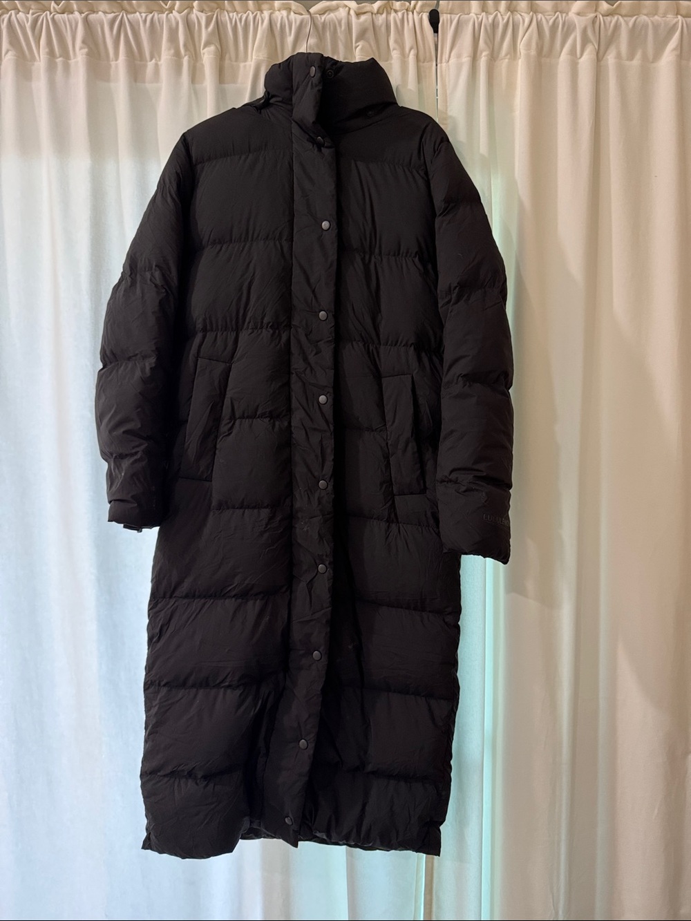 lululemon athletica Long Black Puffer Coat with Hood